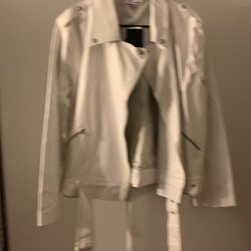 Faux white leather motor Jscket